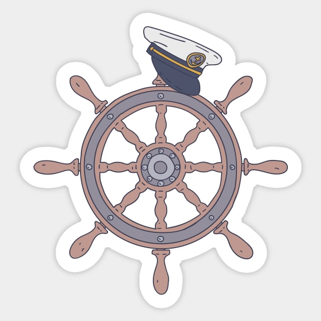 Steering Captain - Wooden Wheel Graphic - Shipmaster Sticker by DeWinnes